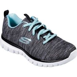 Skechers Trainers - Black Turquoise - 12614 Graceful Twisted Fortune